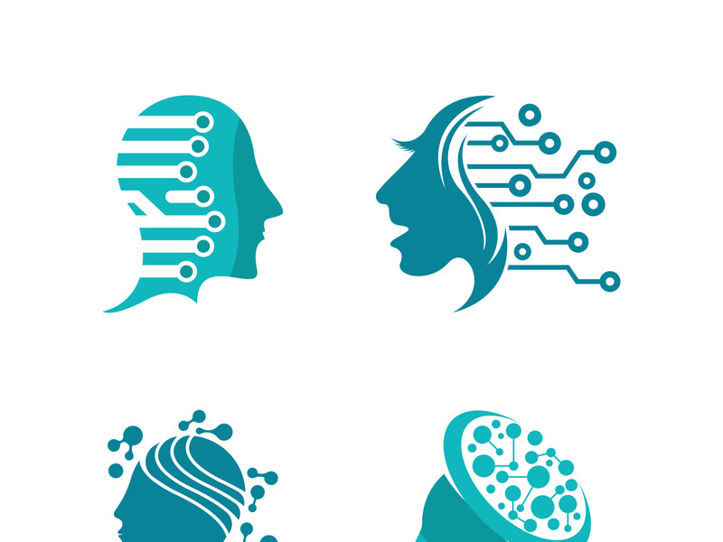 Digital abstract icon human head tech logo vector design inspiration