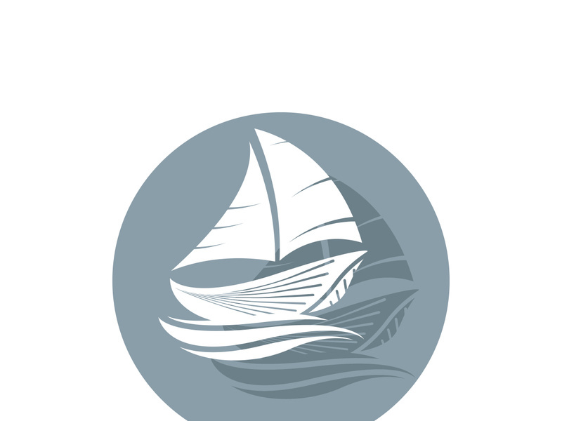 Sailboat boat on sea ocean wave with logo design simple ship
