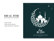 Eid Al-Fitr social media post template design Premium Vector