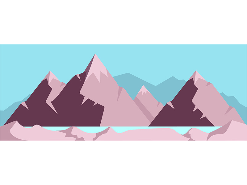High mountain flat color vector illustration