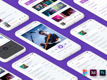 Mojocial-Music Player Mobile App UI Kit