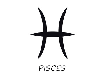 Pisces zodiac sign black vector illustration preview picture