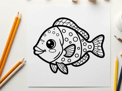Cute cartoon fish smiling vector illustration flat design