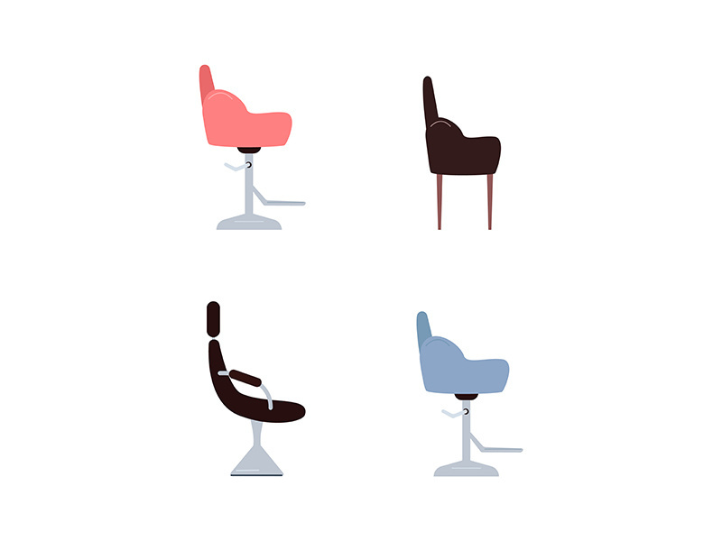 Customer seat flat color vector objects set