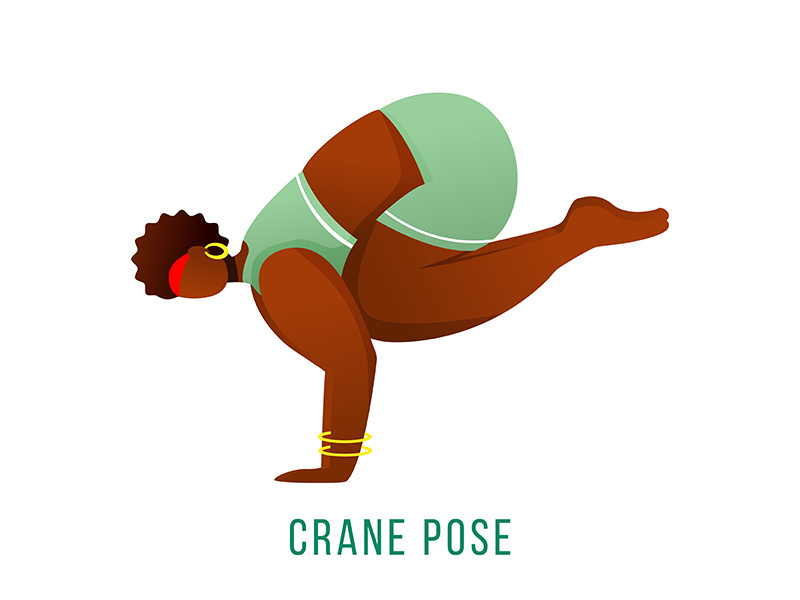 Crane pose flat vector illustration