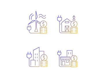 Electricity gradient linear vector icons set preview picture