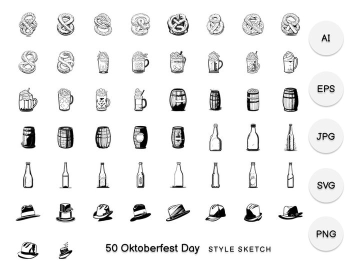Oktoberfest Day Element Draw Black