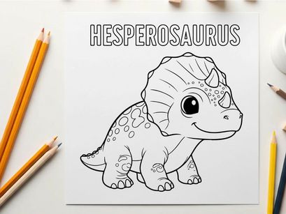 Cute Hesperosaurus Dinosaur Vector Illustration Flat Design