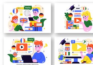 10 Online Language Learning Illustration