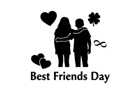 best friends day hug flat design vector illustration