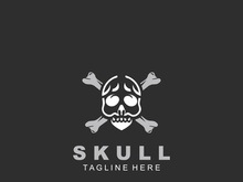 Skull skeleton logo Design vintage Template Idea on black background