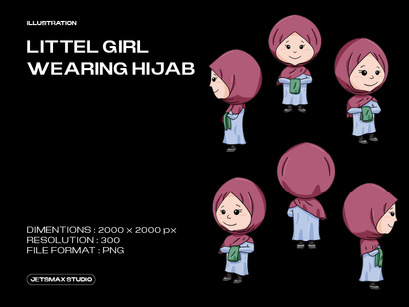 Little Girl Wearing Hijab Illustration