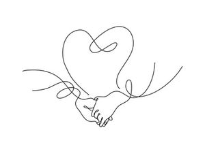 Heart Shaped Hands One Continuous Line Drawing