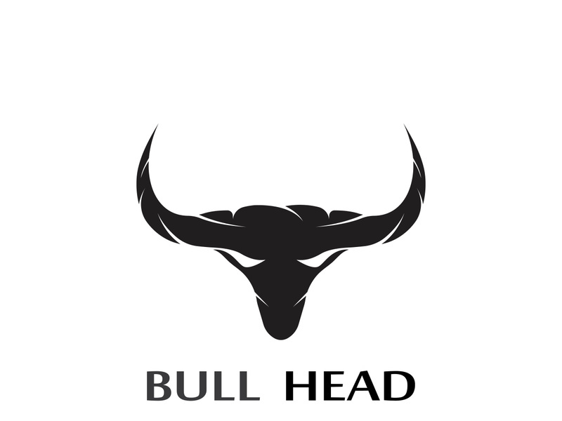 Retro vintage bull head horns logo.