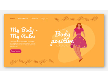 My body - my rules landing page vector template preview picture