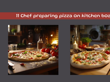 Chef preparing pizza on kitchen board preview picture