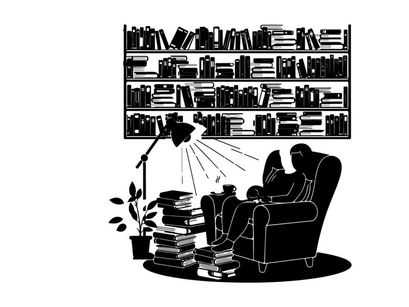 Silhouette of a man reading in a cozy library nook