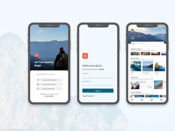 Travel UI Homescreen Adobe XD preview picture