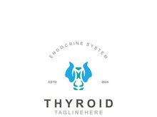 Thyroid Gland human Endocrine System structure logo thyroid care simple template design