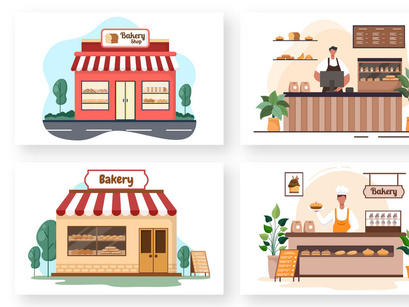 20 Bakery Shop Flat Design Illustration