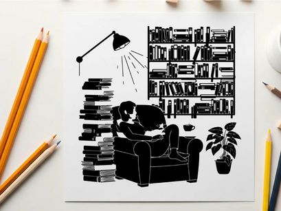 Silhouette of a person sitting in a cozy reading nook