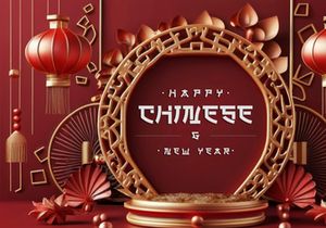 PSD 3d rendaring realistic chinese new year background bundles
