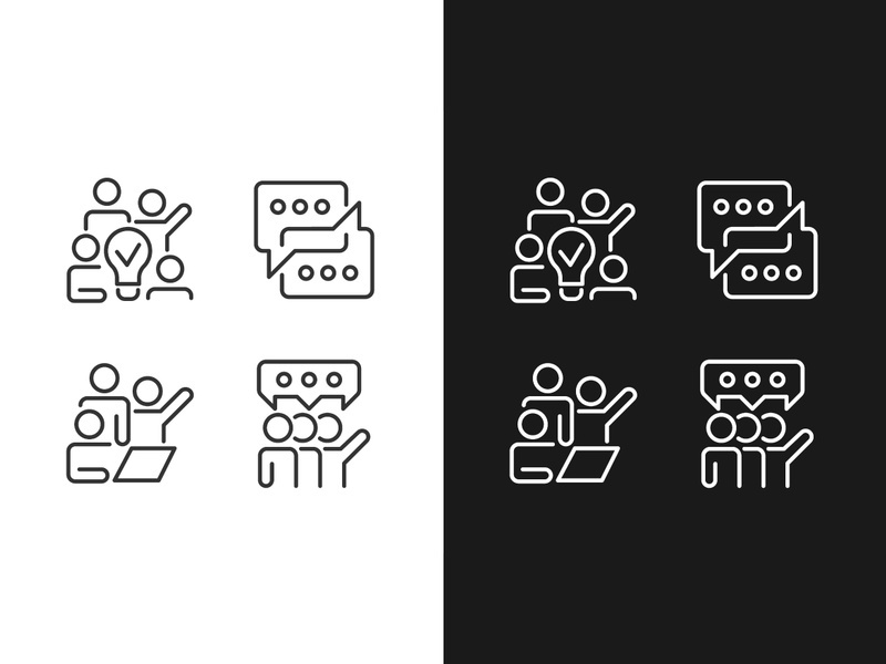 Group tasks pixel perfect linear icons set