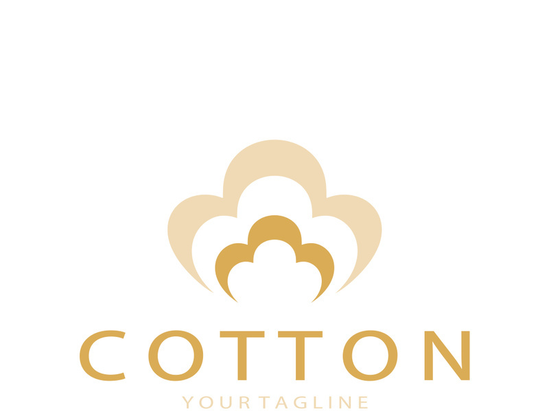 Soft natural organic cotton flower plant logo for cotton plantations, industries,business,textile,clothing and beauty,vector