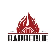 Simple Barbecue Vintage hot grill, with crossed flames and spatula. Logo for restaurant, badge, cafe and bar.vector