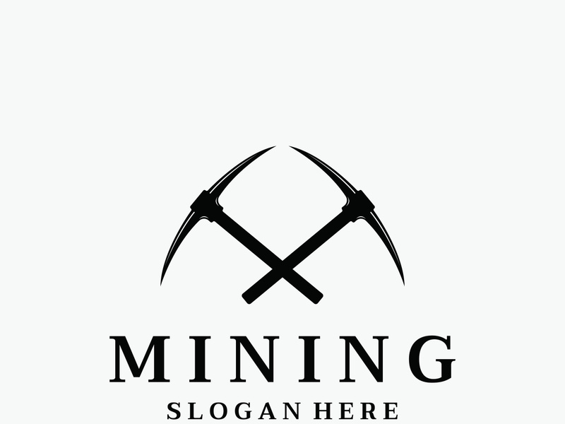 Pickaxe vintage design in retro style,concept for business,label,industrial or mining tool.