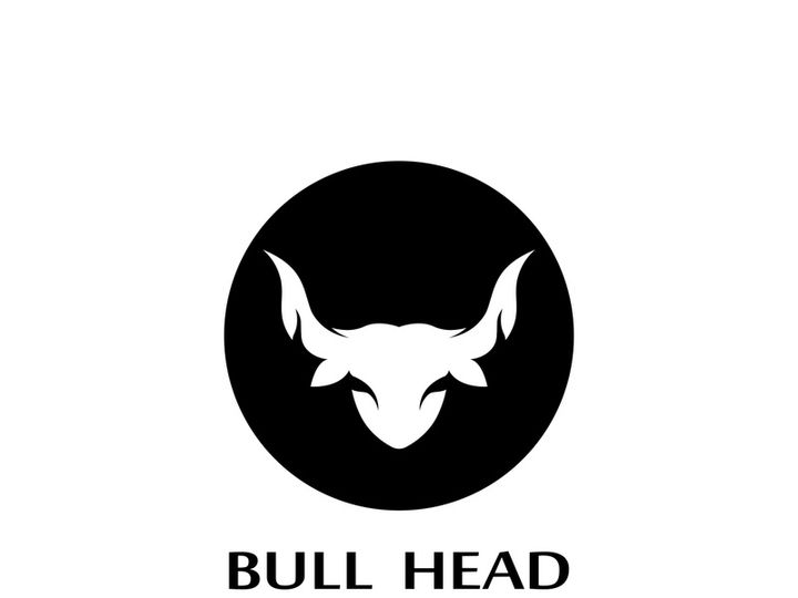 Retro vintage bull head horns logo.