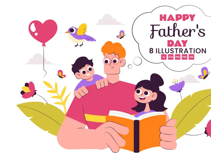 8 Happy Fathers Day Illustration