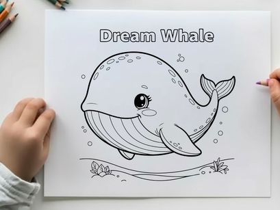 Dreamy whale swimming underwater vector illustration flat design