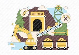 10 Gold Mine Industry Illustration