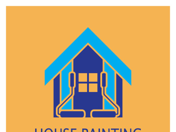 logo icon illustration house paint with a blend of brushes and rollers for house wall paint design, minimalist house, painting, interior, building, property business, wallpaper, vector concept preview picture