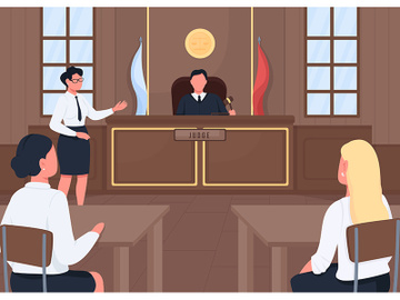 Attorney in legal court flat color vector illustration preview picture