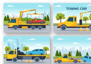 10 Auto Towing Car Illustration