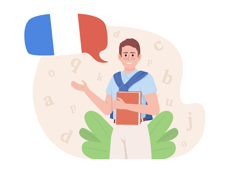 Teaching French 2D vector isolated illustration