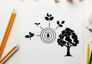 Silhouette of tree growth stages from seed to maturity