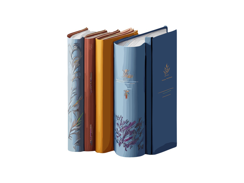 Vector Illustration Books decorated by flowers