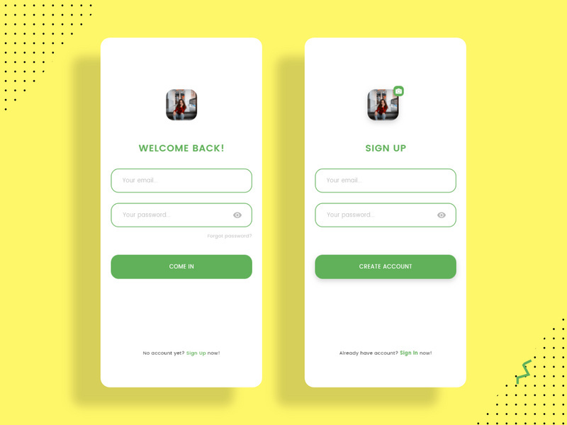Login and Signup concept screens for Mobile app