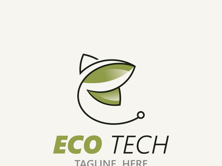 Eco technology business vector design modern. Nature technology logo with leaf and circuit tech minimalist vector illustration