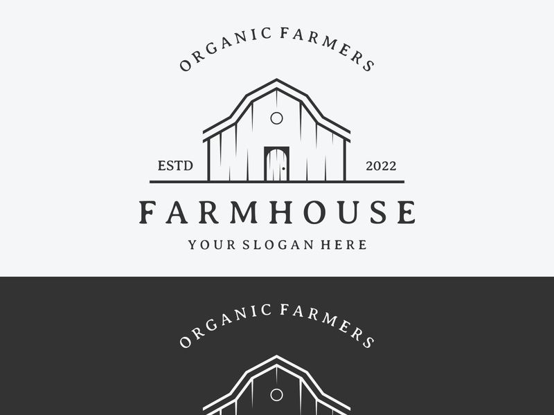 Logo design of organic farm house or barn or barn and animal farmhouse vintage.Vintage country logo.