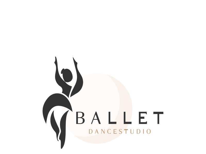 Ballet Dance studio logo design. Silhouette of a girl Dancing class abstract figure illustration