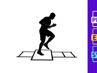 Athlete performing agility drill on ladder training equipment