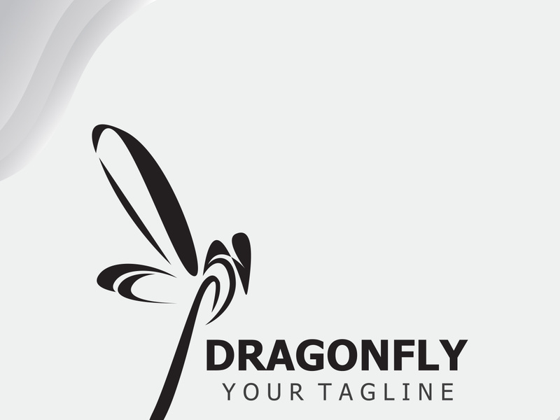 Dragonfly logo design modern and elegant minimalist color style monoline illustration