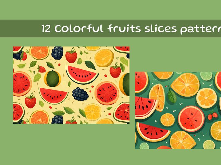 Colorful fruits slices pattern