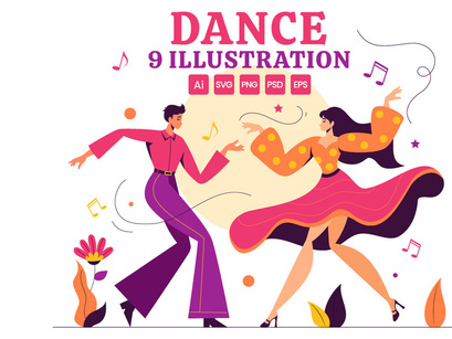 9 Dancer Performing Illustration