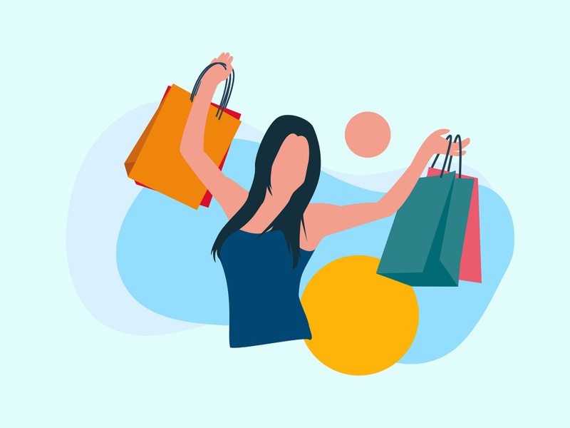 Happy woman with shopping bag vector image