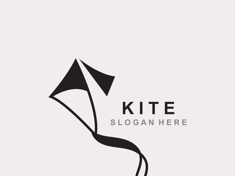 Kite logo design, flying paper kite Flat illustration vector company template